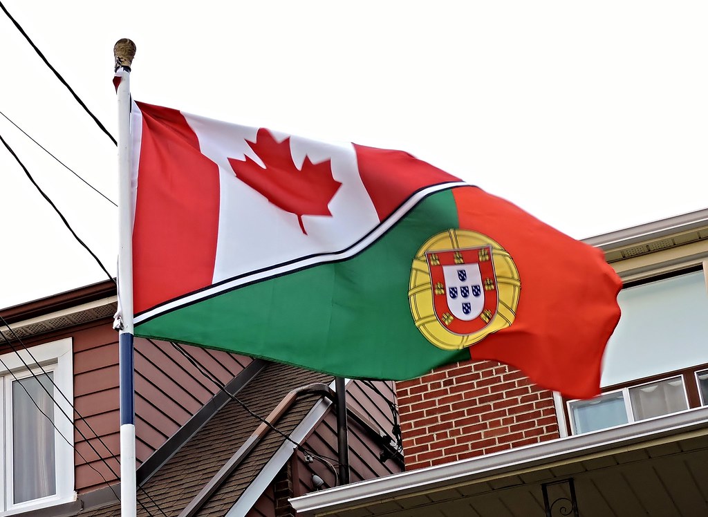 Combined Canadian and Portuguese Flag in Toronto.