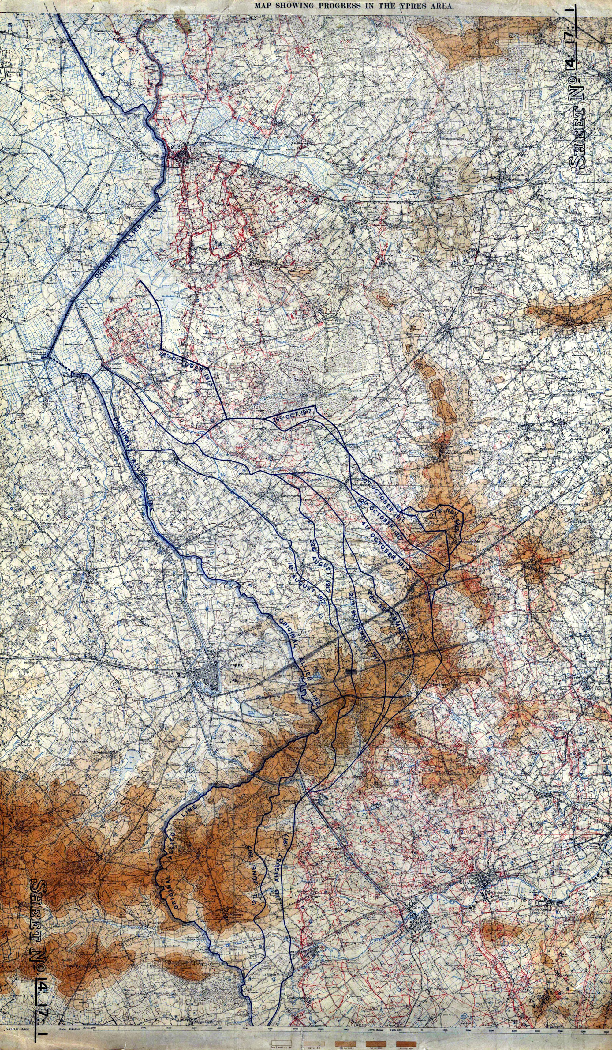 Carte montrant le progrès des troupes alliées