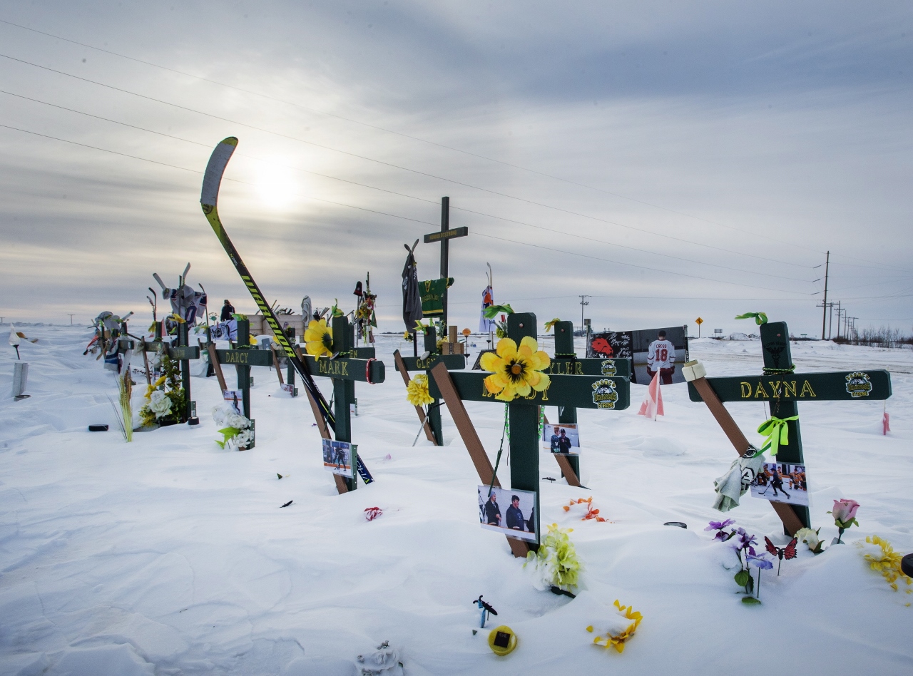 Photo du site commémoratif sur les lieux de l’accident