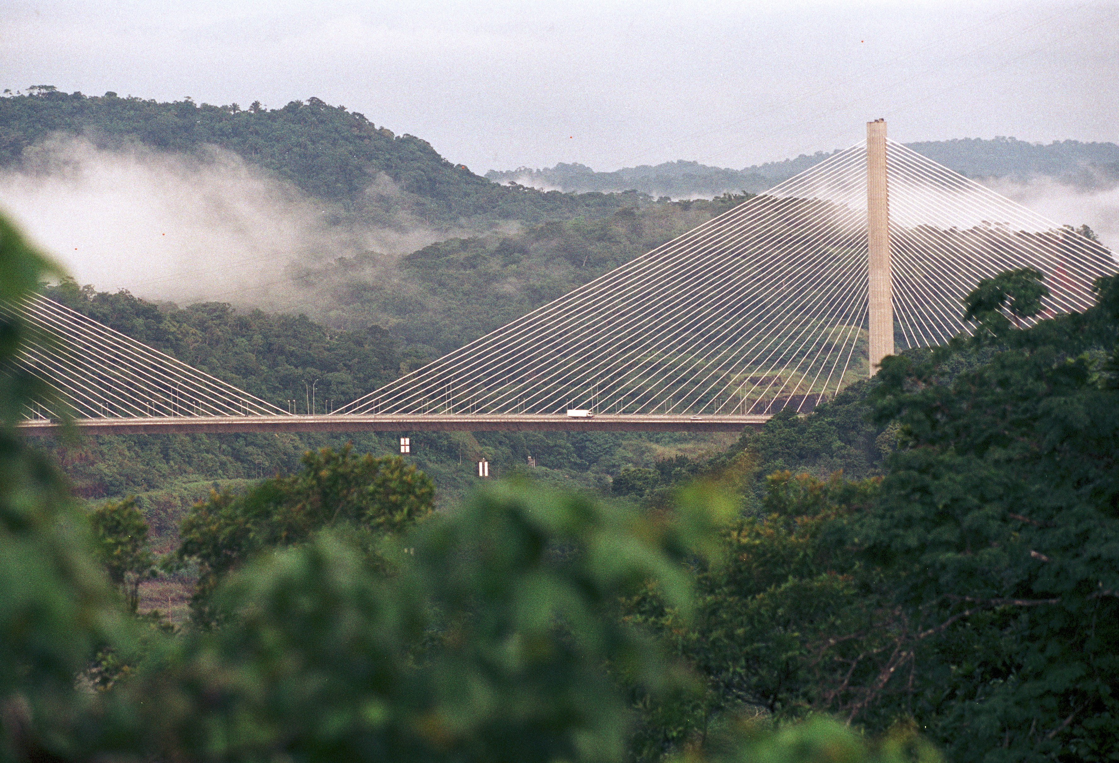 The Puente Centenario, or Centennial Bridge, spanning the Panama Canal opened for traffic in September 2005. It’s the second road to cross the Panama Canal and was built to ease congestion of the first roadway, the Bridge of the Americas.