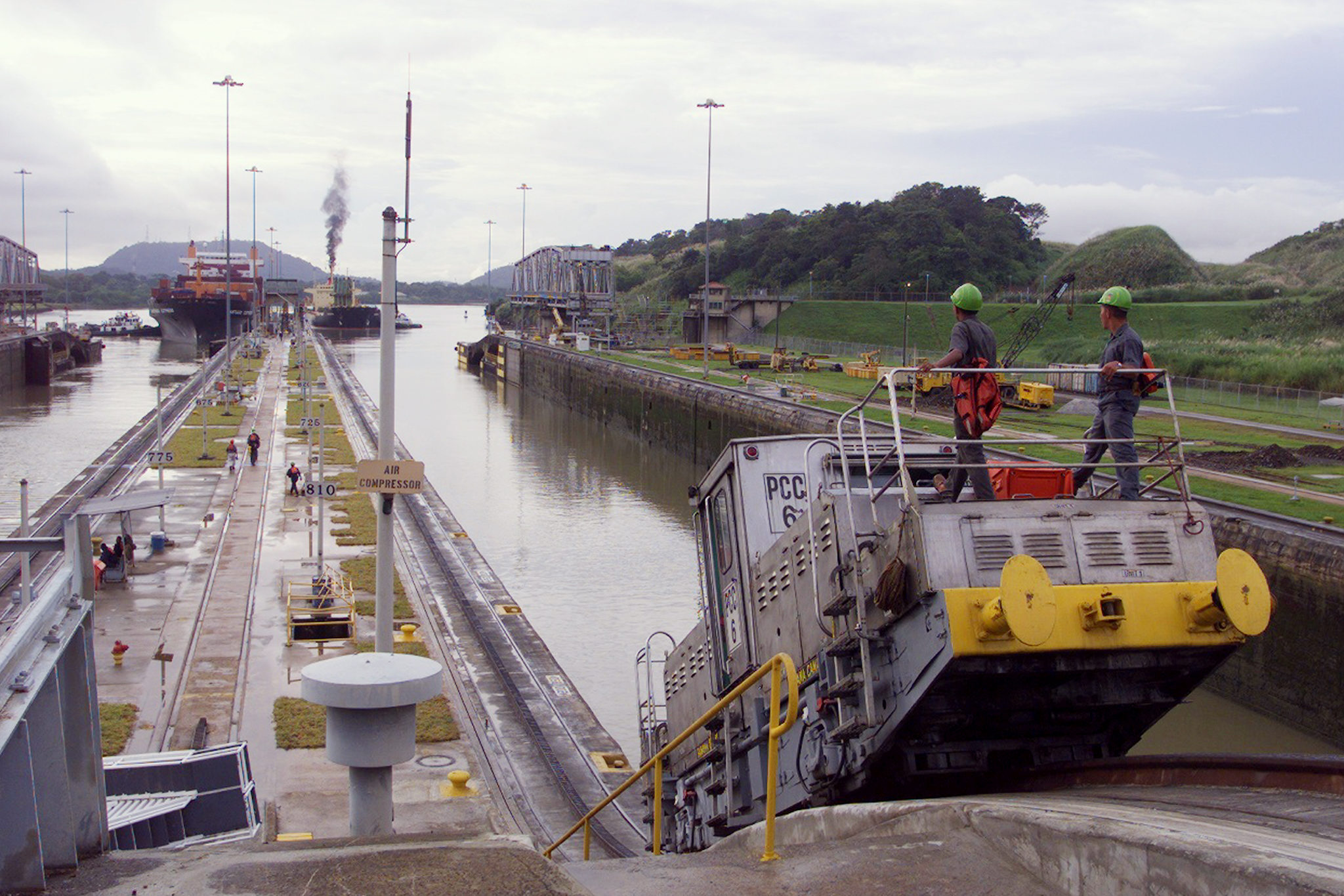 One of the electric locomotives, called "mules," that pull ships through the Miraflores locks in the canal. Photo taken Sept. 17, 1999, by Harry Hamburg/NY Daily News Archive via Getty Images