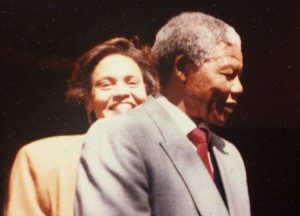 In this 1990 file photo, Hunter-Gault is seen with Mandela shortly after he was released from prison.