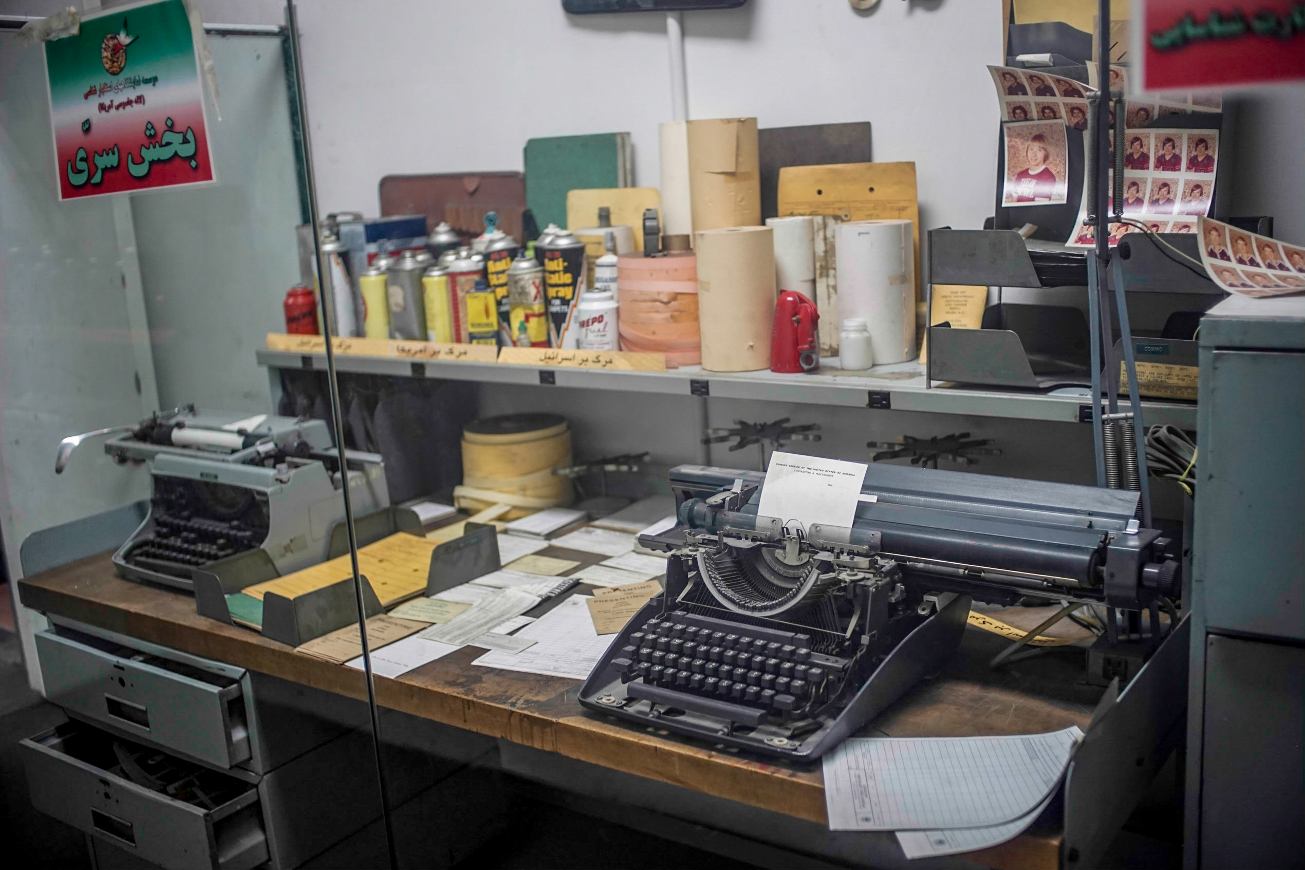 A display case showing what the museum claims was allegedly a desk of tools and equipment for making counterfeit documents and passports for its spies. As with virtually all the items on display inside and outside the museum, it’s impossible to verify their authenticity.