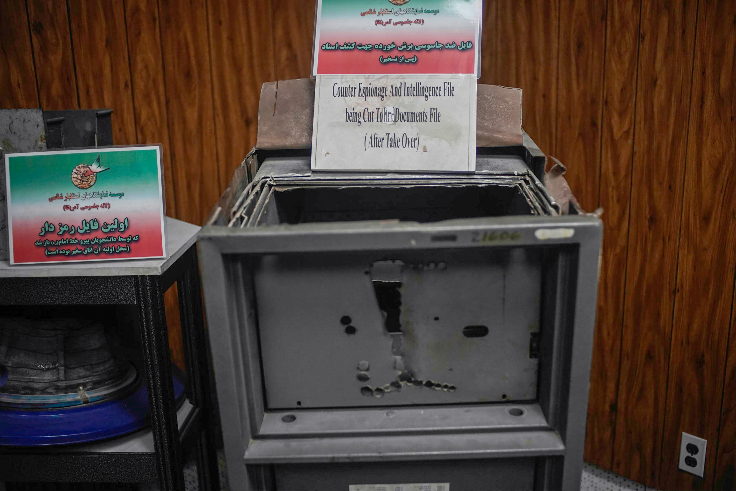 Our tour guide said this file cabinet was allegedly found in Ambassador William Sullivan’s office. He described with great relish how the hostage takers supposedly used blowtorches to open the cabinet carefully so as not to burn the contents inside. 