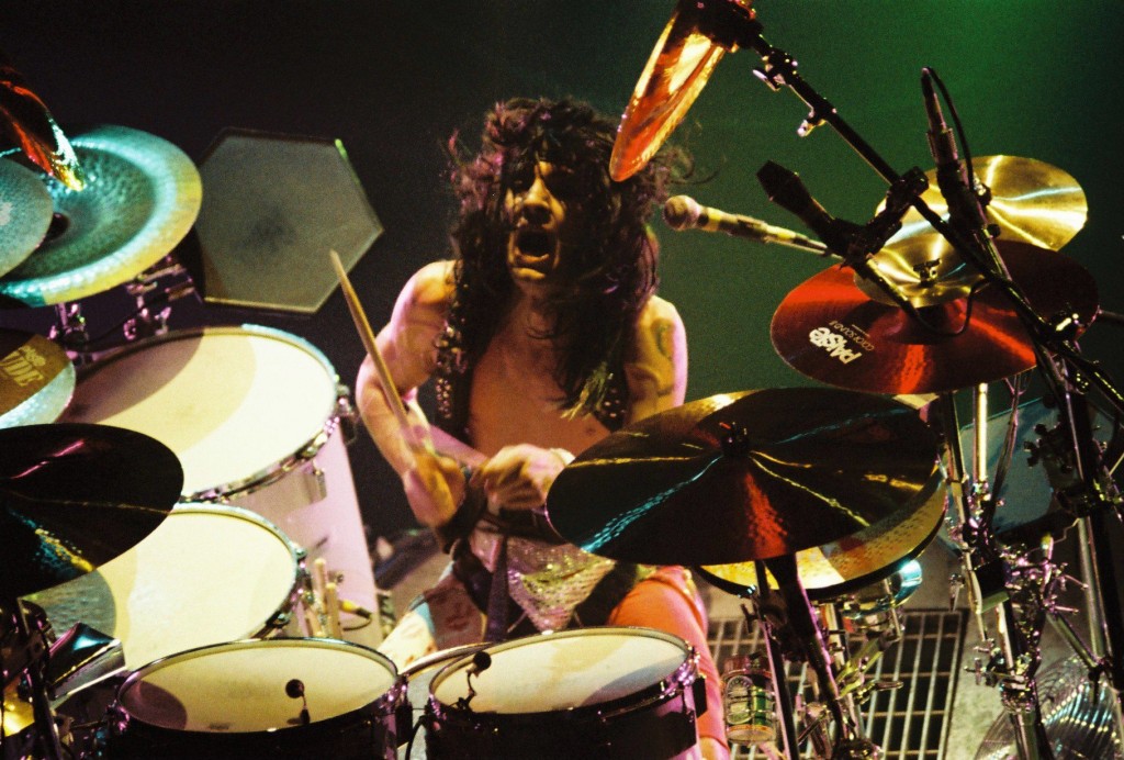 Tommy Lee of Motley Crue performs live onstage in February 1986. Hair bands like Motley Crue, along with other 1980s music marked a period of low diversity in music. Photo by Peter Still/Redferns