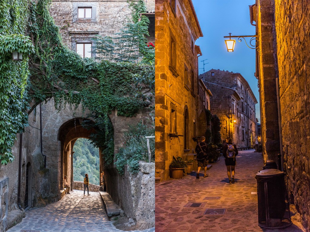 Tourists linger in Civita di Bagnoregio as the sun goes down. Photo by Frank Carlson