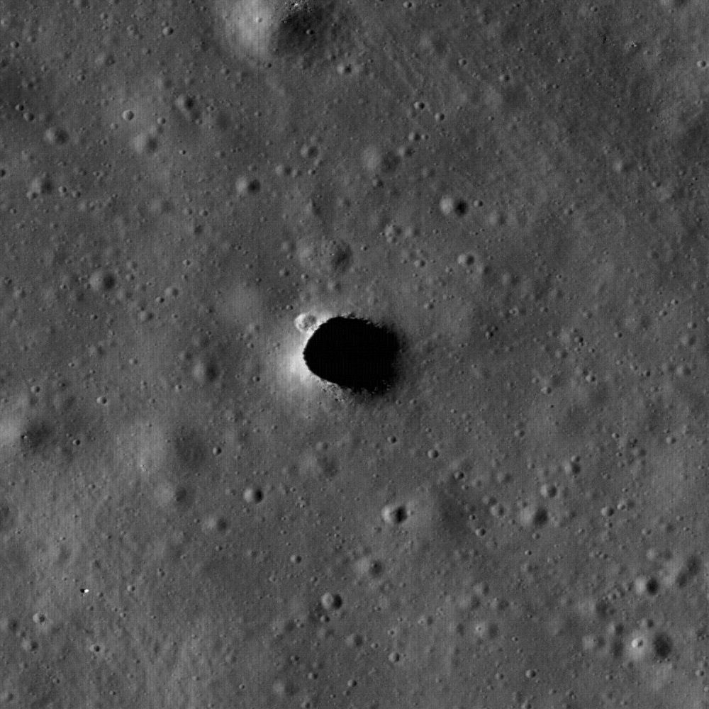 This pit in the Moon's Marius Hills is big enough to fit the White House completely inside. Photo by NASA/Arizona State University