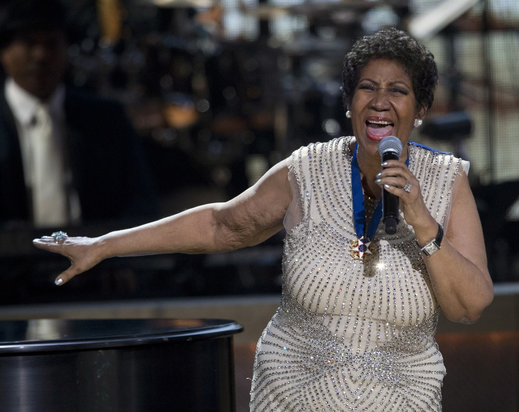 BET honoree singer Aretha Franklin performs onstage at BET Honors 2014 at Warner Theatre in Washington, D.C.. Photo by Jose Luis Magana/Reuters