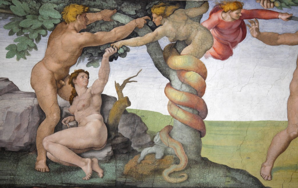 The fall of man by Michelangelo, Vatican Museum, Rome, Italy