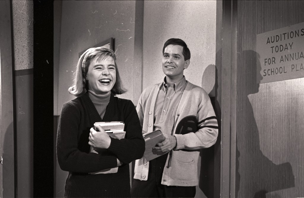 Patty Duke and Eddie Applegate appeared in an episode of "The Patty Duke Show" called "The Actress" on Nov. 27, 1963. Photo by ABC Photo Archives/ABC via Getty Images