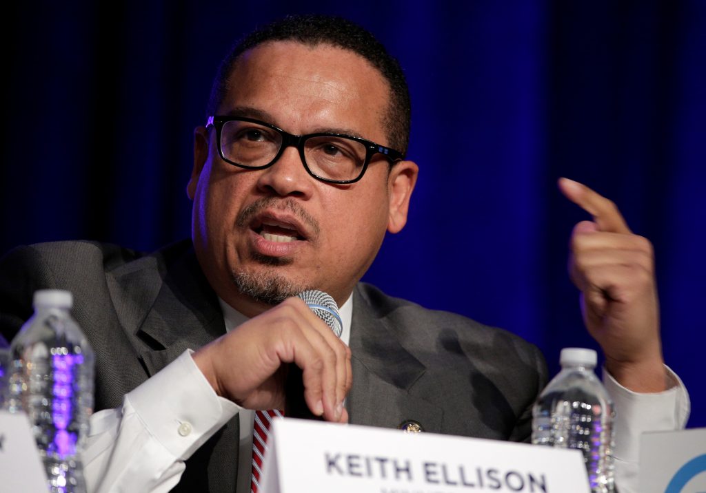 Rep. Keith Ellison (D-MN), a candidate for Democratic National Committee Chairman, speaks during a Democratic National Committee forum in Baltimore, Maryland. Photo by Joshua Roberts/Reuters
