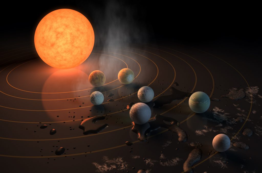 The TRAPPIST-1 star, an ultra-cool dwarf, has seven Earth-size planets orbiting it. Photo by NASA/JPL-Caltech