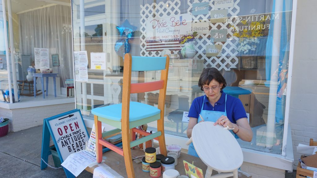 Wright outside her antique store in downtown Bowling Green. Photo by Alison Thoet