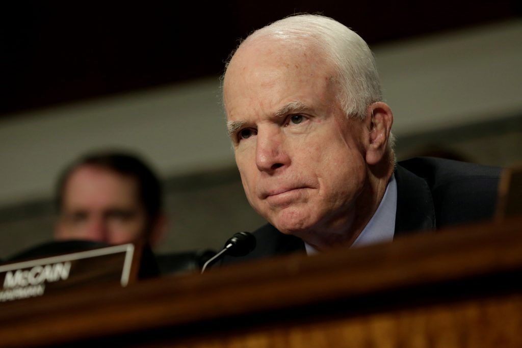 Sen. John McCain (R-Ariz.) attends the Senate Armed Services Committee hearing on worldwide threats in Washington, D.C. Photo by Yuri Gripas/Reuters