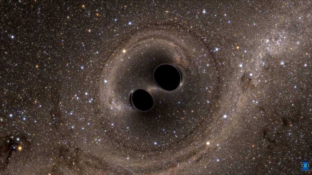 The collision of two black holes -- a tremendously powerful event that was detected for the first time ever by the Laser Interferometer Gravitational-Wave Observatory, or LIGO -- is seen in this still image from a computer simulation released in Washington February 11, 2016. The discovery marked the first detection of gravitational waves -- ripples in space and time hypothesized by Albert Einstein a century ago. Photo by REUTERS/The SXS (Simulating eXtreme Spacetimes)/Handout via Reuters 