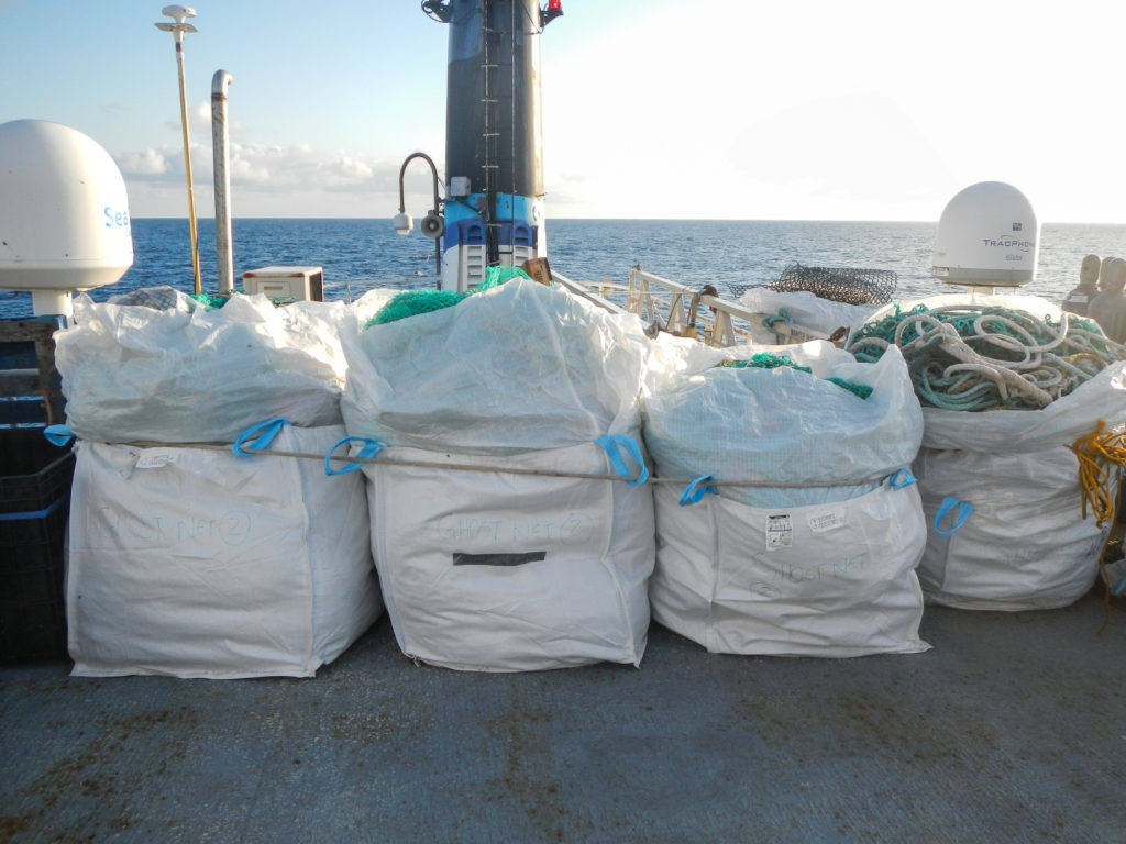 Large debris collected the deck of an expedition ship in 2015. Photo by The Ocean Cleanup