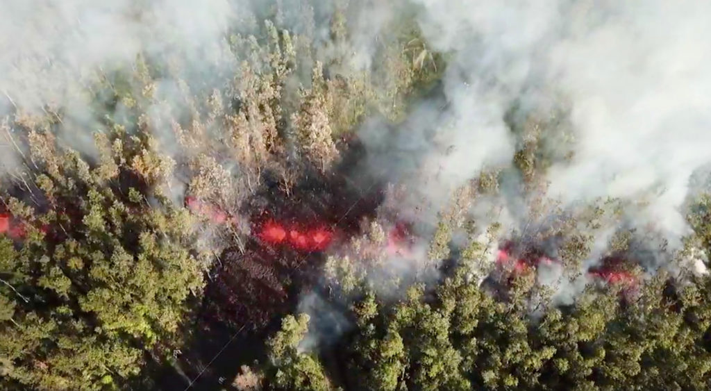 Lava emerges from the ground after Kilauea Volcano erupted, on Hawaii's Big Island May 3, 2018, in this still image taken from video obtained from social media. Photo by Jeremiah Osuna/via REUTERS