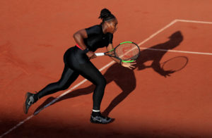 Serena Williams in her catsuit at the French Open, June 2, 2018. Photo by Gonzalo Fuentes/Reuters