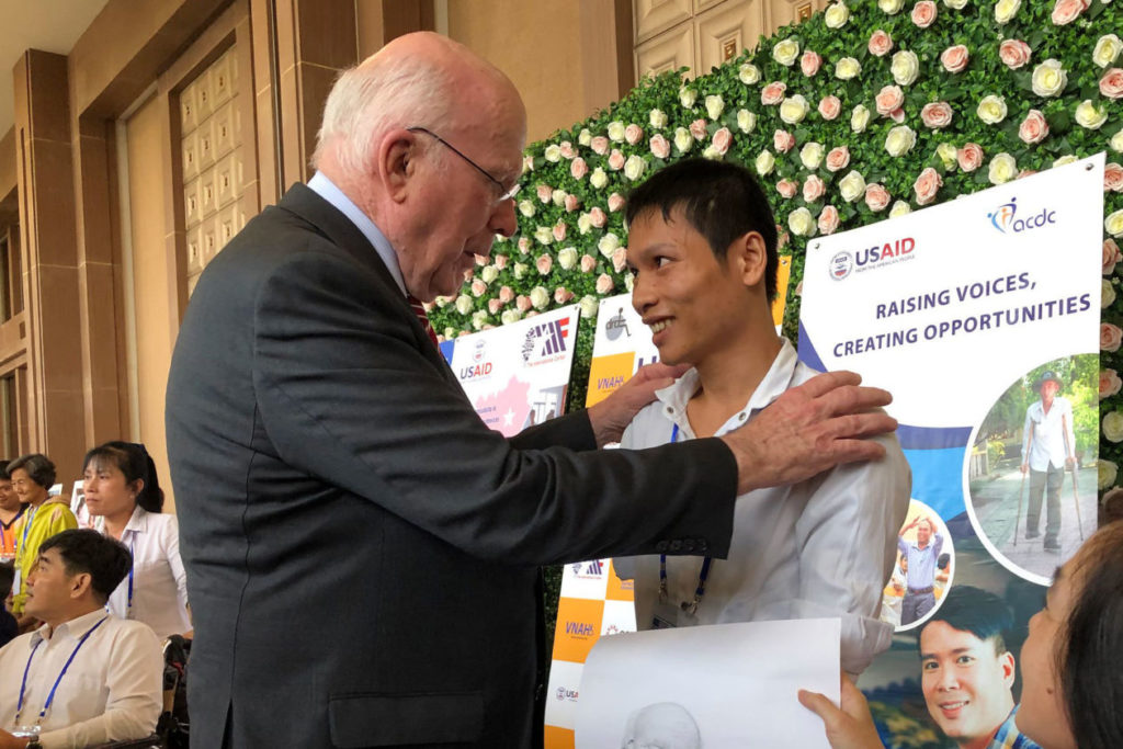 Senator Patrick Leahy at a ceremony marking U.S. humanitarian aid to victims of Agent Orange in Bien Hoa last month. Photo by Nguyen Thac Phuong/USAID