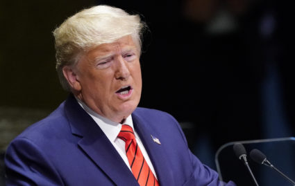 U.S. President Donald Trump addresses the 74th session of the United Nations General Assembly at U.N. headquarters in New York City, September 24, 2019. Photo by Carlo Allegri/Reuters