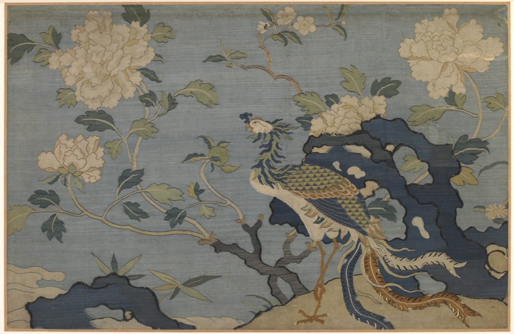 Chinese tapestry of phoenix among flowers and rocks, dated as far back as the Ming dynasty (1368-1644). Image courtesy of Freer Gallery of Art and Arthur M. Sackler Gallery