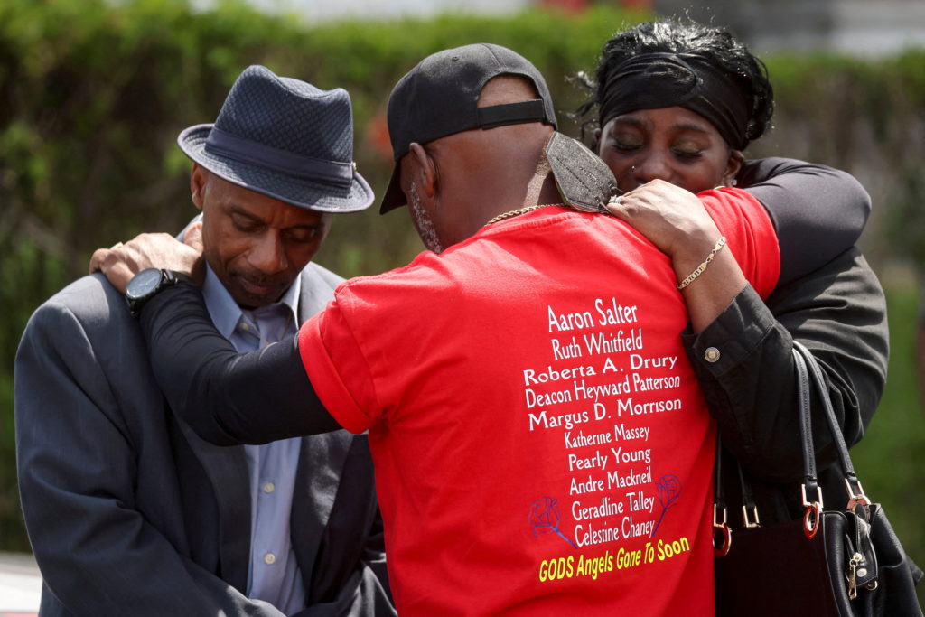 Mourners attend the funeral of Heyward Patterson in the wake of a weekend shooting at a Tops supermarket in Buffalo, New York