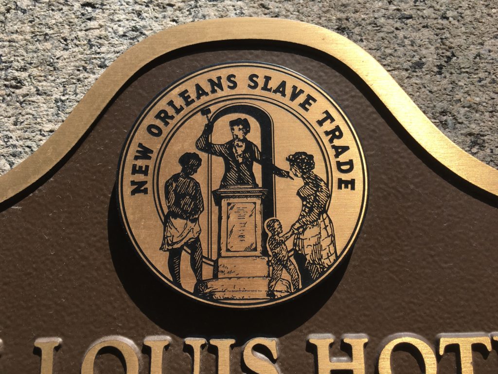 Close up of slave marker in New Orleans