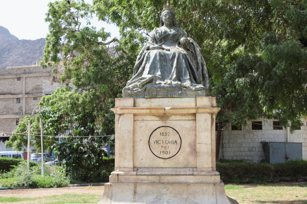 Statue of Queen Victoria is pictured at Victoria Park in Aden