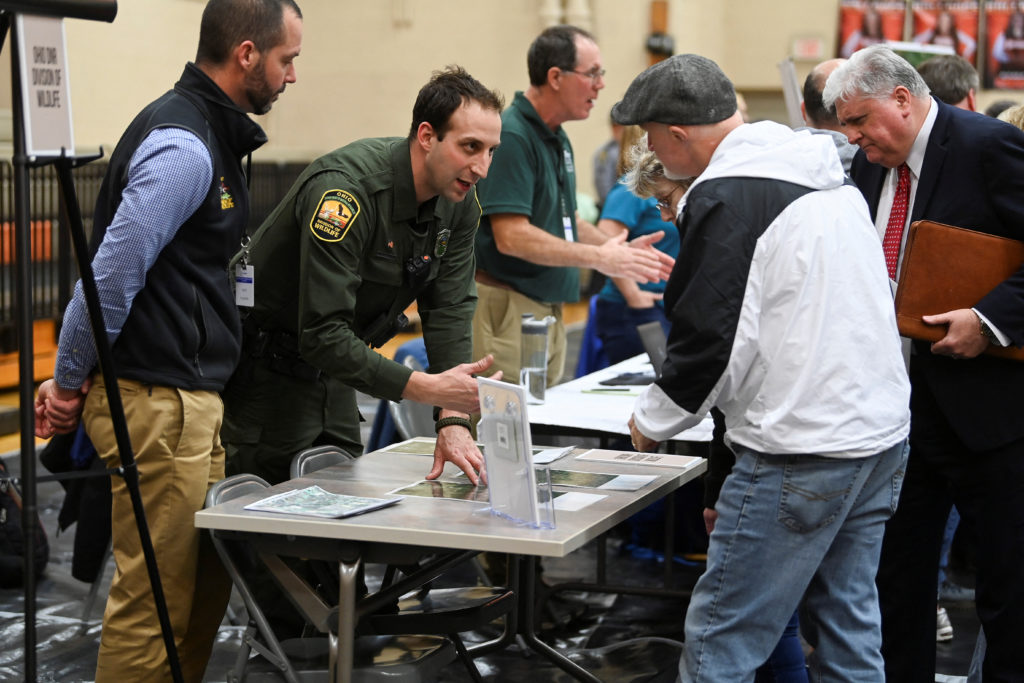 Town hall meeting following a train derailment that spilled toxic chemicals in East Palestine, Ohio