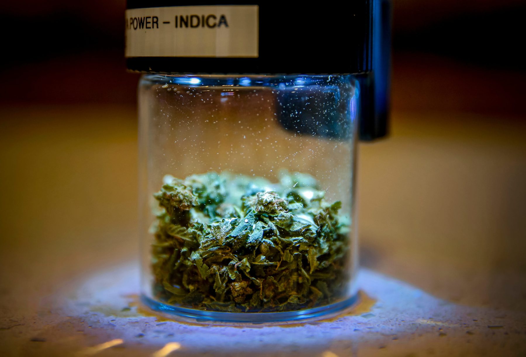 Marijuana bud on display inside the Apoothecary Farms location at 7941 N. May Ave. in Oklahoma City, Wednesday, Feb. 9,