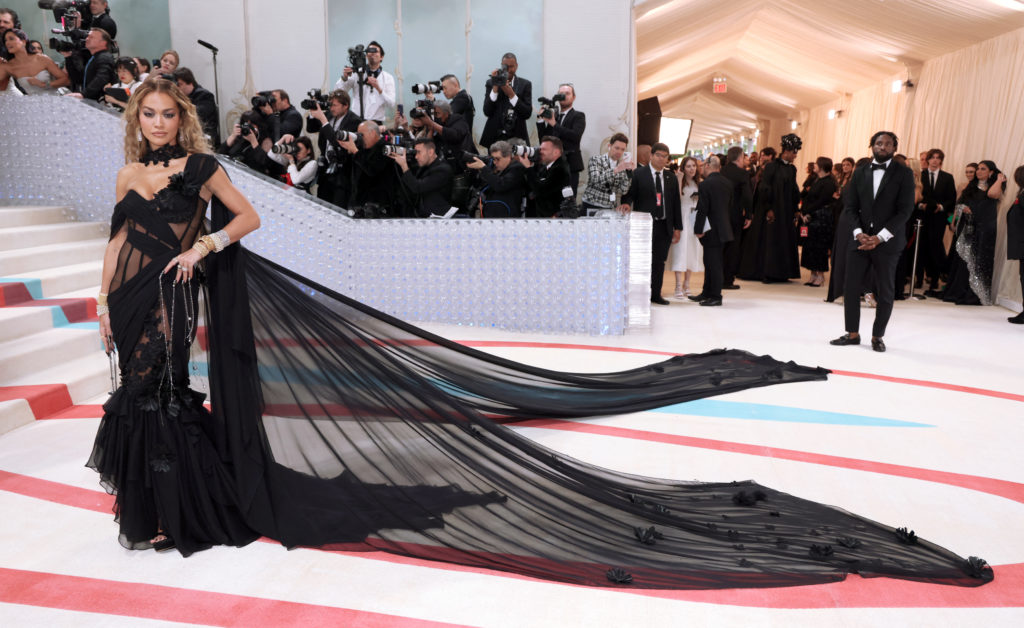 Rita Ora poses at the Met Gala, an annual fundraising gala held for the benefit of the Metropolitan Museum of Art's Costume Institute with this year's theme "Karl Lagerfeld: A Line of Beauty", in New York City, New York, U.S., May 1, 2023. Photo by Andrew Kelly/REUTERS