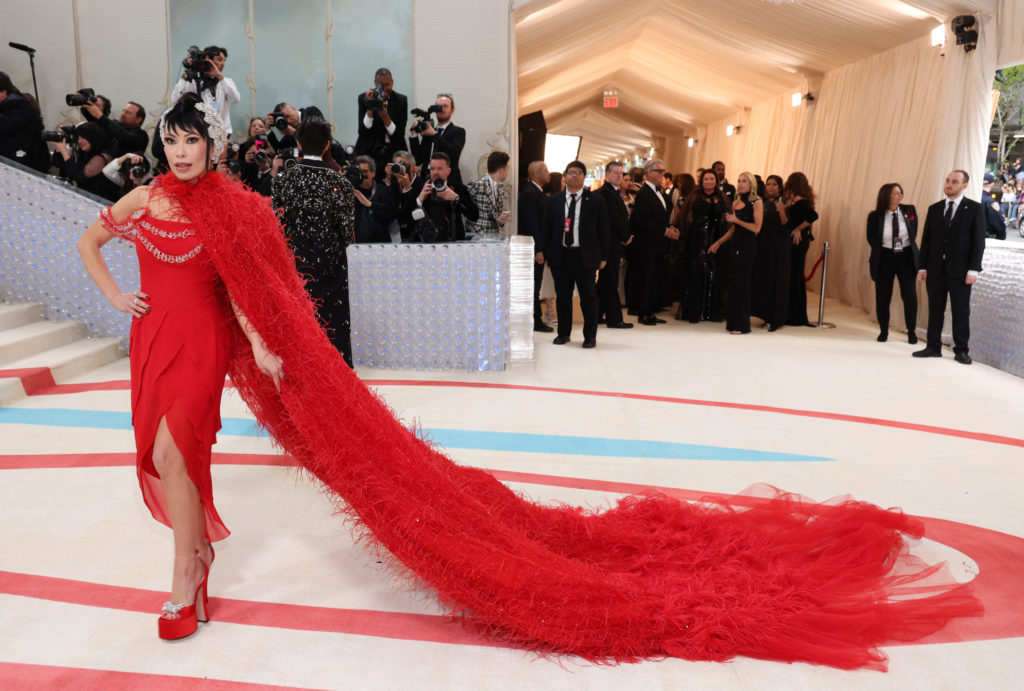 Christine Chiu poses at the Met Gala, an annual fundraising gala held for the benefit of the Metropolitan Museum of Art's Costume Institute with this year's theme "Karl Lagerfeld: A Line of Beauty", in New York City, New York, U.S., May 1, 2023. Photo by Andrew Kelly/REUTERS