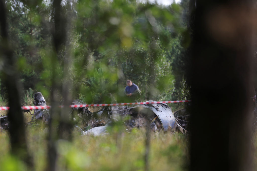 Aftermath of crash site of plane linked to Wagner's Prigozhin who was on passenger list