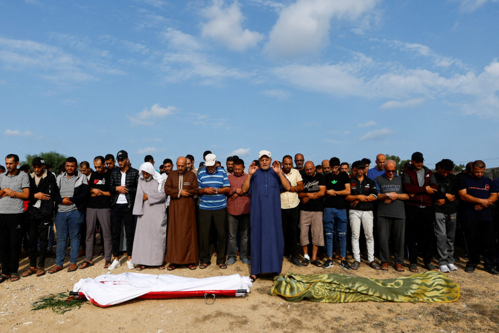 Funeral of Palestinians killed in the Israeli strikes