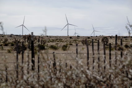 A general view of GE Renewable Energy wind turbines at the 324MW Clines Corner Wind Farm