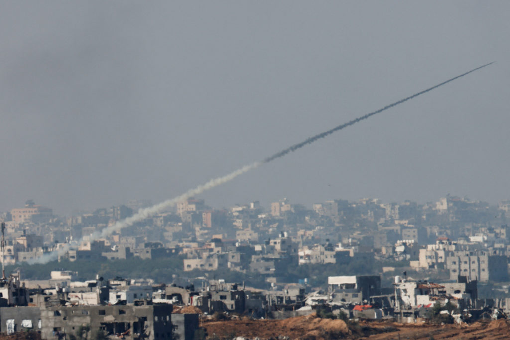 Rockets are launched from the Gaza Strip into Israel, after a temporary truce expired between Israel and the Palestinian I...