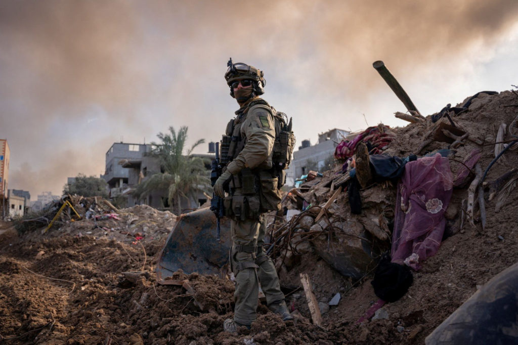 Israeli soldier operates in the Gaza Strip
