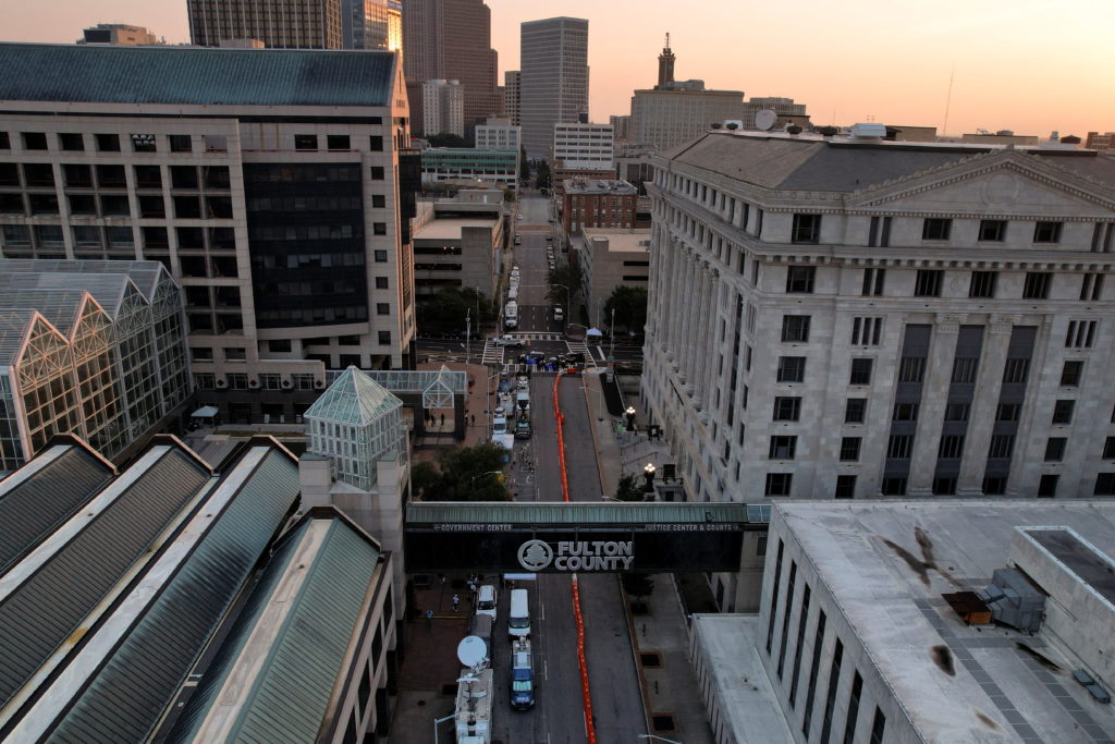 Outside of the Fulton County Courthouse following the indictment of former U.S. President Trump