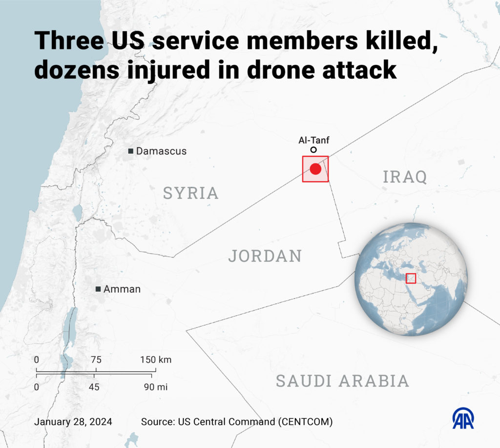 Three US service members killed, dozens injured in drone attack