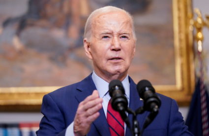 U.S. President Joe Biden discusses ongoing student protests at U.S universities during brief remarks at the White House in...