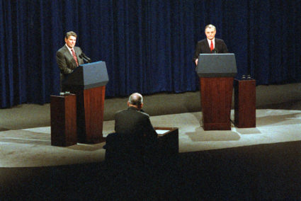 President Reagan and Walter Mondale Participating in Debate