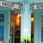 View of Haight Ashbury intersection signs in San Francisco