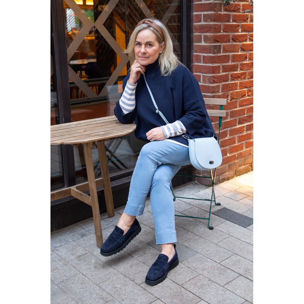 Kennel Und Schmenger Nina Suede Flatform Loafer In Ocean Navy