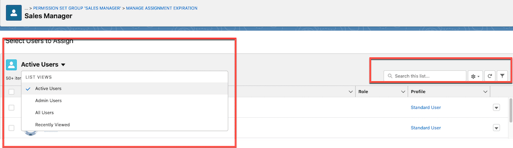 Permission Set Group page list views feature coming in Spring '22.