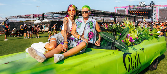 Friends on a car