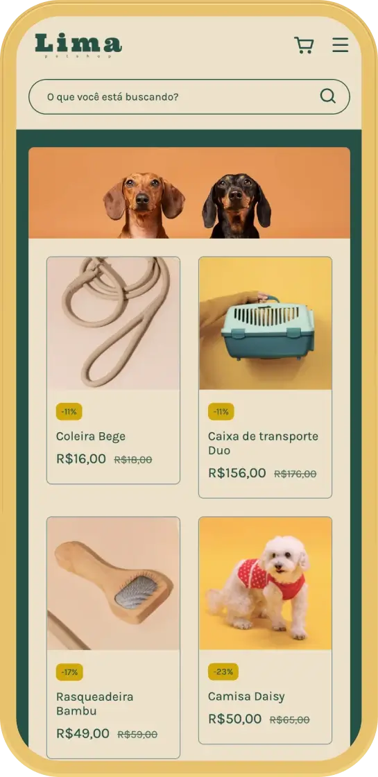 Captura de tela do layout Lima da Nuvemshop.