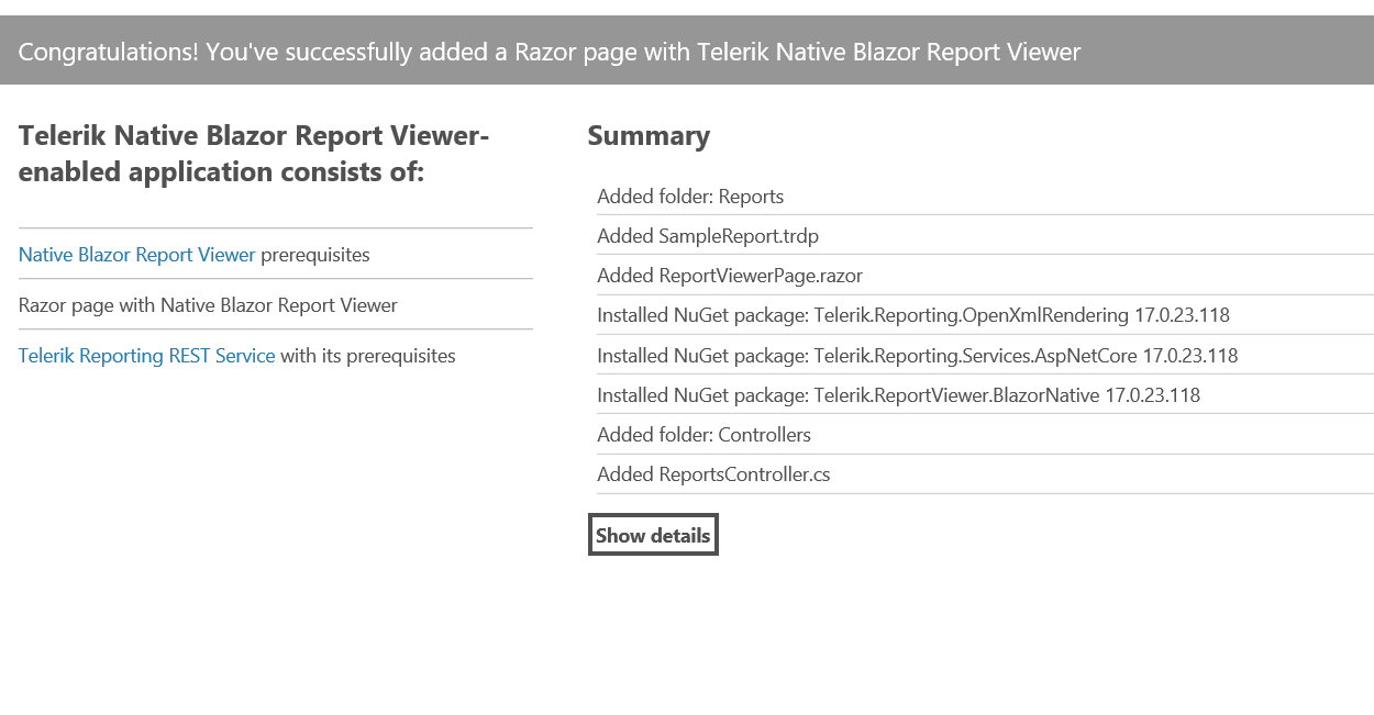 Summary Page