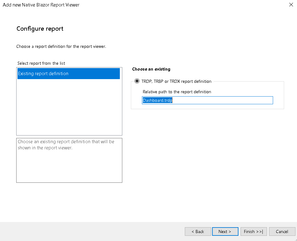 Choose Existing Report