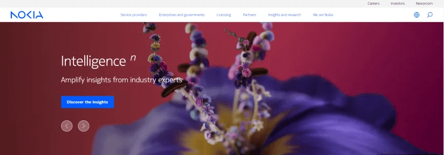 Homepage of Nokia