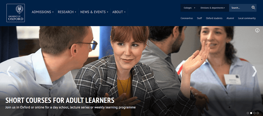 Oxford's website